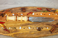 Вилка - нож для снятия мяса с резной рукоятью и гравировкой на лезвии №2