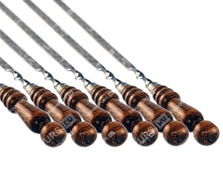 6 профессиональных шампуров с деревянной ручкой для мяса 14мм - 70см